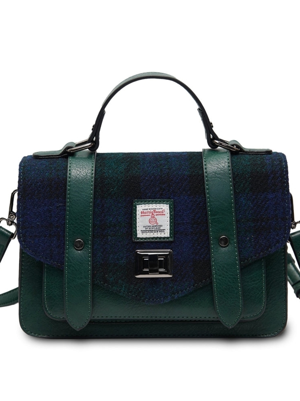 Harris Tweed Medium Satchel - Black Watch Tweed
